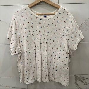 Old Navy White Short Sleeve Tee with Floral Print